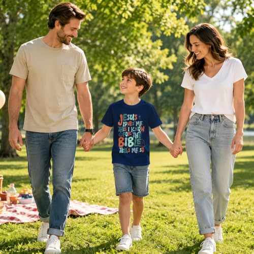 Image of Christian Shirts for Boys Kids Jesus Loves You Bible Verse God T Shirts Religious Faith Cute Graphic Tees Casual Tops