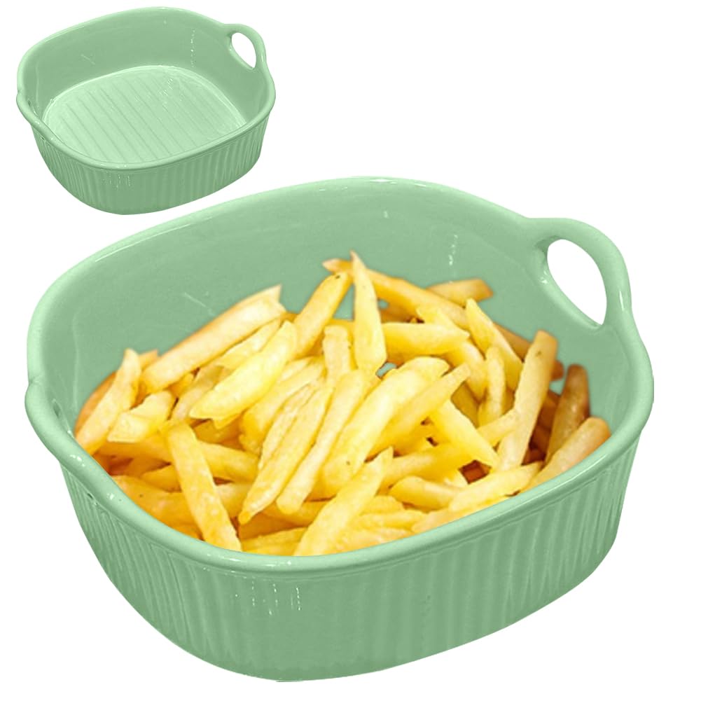 Ruioomeep Ceramic Casserole Dish, Square, 18.5 x 17 cm, 650 ml, Square Oven Dishes with Handle, Scratch and Cut Resistant, for Lasagna, Tiramisu, Casseroles, Fryer Accessories, Microwave Safe