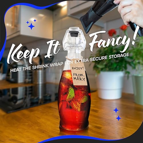 Nevlers 17 Oz Teardrop Flip Top Glass Bottle with Stopper 12 Pack | Swing Top Glass Bottles with Airtight Lid, Funnel, Brush, Tags, Marker & Shrink Wrap | Soda Bottles | Air Tight Bottle For Liquids - Thumbnail 4