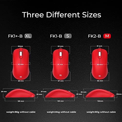 Image of BenQ Zowie FK2-B Special Edition V2 RED Symmetrical Gaming Mouse for Esports |Regular Weight | Paracord Cable & 16-Step Scroll | Driverless | Matte Coating | Medium Size