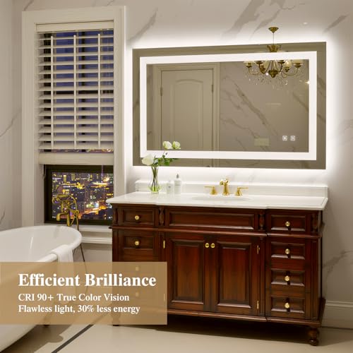 SHUAFA 40X24 Inch LED Bathroom Mirror with Lights, Frontlit+ Backlit Bathroom Vanity Mirror for Wall, Ultra-Clear Tempered Glass, Shatter-Proof, Anti-Fog and Memory Function, ETL Listed by SHUAFA - Image 2
