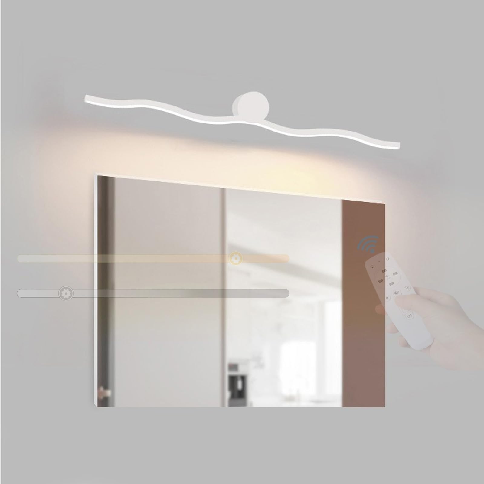 LED Lampada Specchio Bagno Dimmerabile Applique da Parete con Telecomando Moderna Alluminio Impermeabile Iluminazioni per Pareti Luce da Parete Trucco Quadri Soggiorno Camera da Letto (Bianco,40cm)