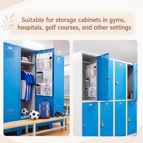 Locmeo 2 Pack Hanging Shoe Organizer Dorm Locker Organizer Wall Mounted Shoes Rack Closet Hanging Door Hangers Cabinet Storage Bag with Adhesive Hooks for Rv School College Camping(White) - Image 4