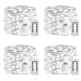 Photo Gallery plainshe catena luminosa a batteria, 4 pezzi, bianco, 100 led, 10 m, 8 modalità, telecomando, impermeabile, natale Photo Gallery plainshe catena luminosa a batteria, 4 pezzi, bianco, 100 led, 10 m, 8 modalità, telecomando, impermeabile, natale