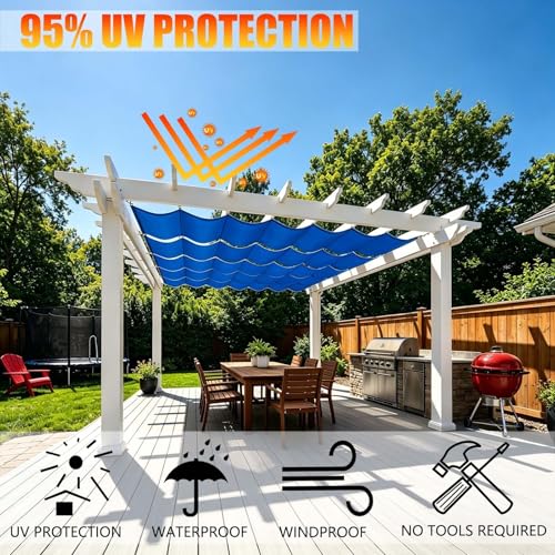 Voile d'ombrage vague rétractable pour bloquer les UV sur la terrasse - 3
