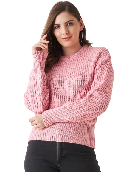 Image of Modeve Solid Round Neck Casual Women Sweater||Winterwear||