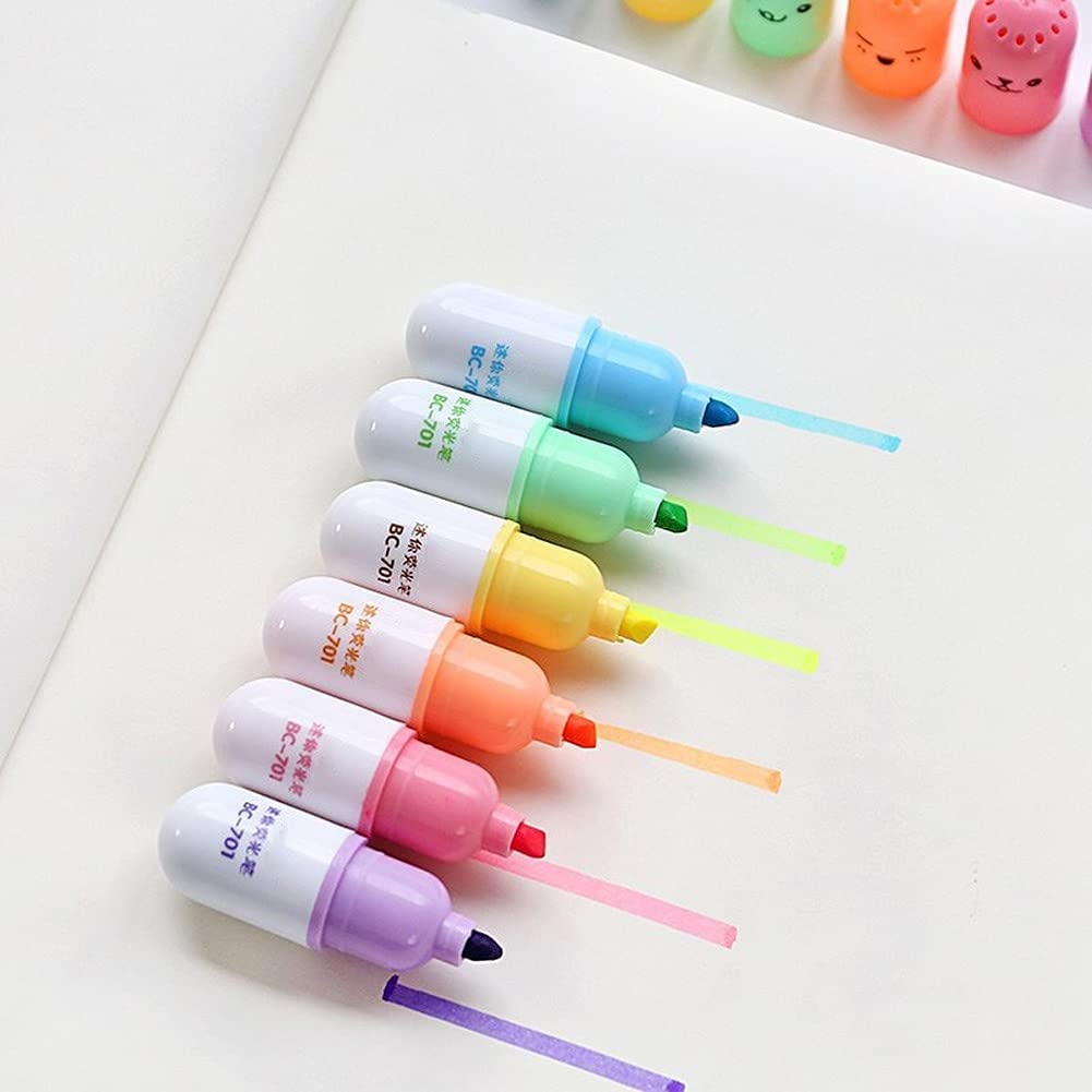 Meifiyu 24 stuks mini-markeerstiften in snoepvorm, mini-markeerstiften, set markeerstiften met fruitdruk, schrijfwaren, meisjes, voor verjaardag, tekening, poster, school en kantoor