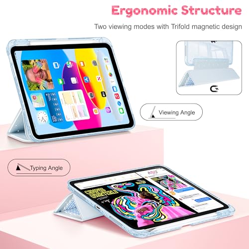 Housse iPad 10e génération 10.9 pouces transparente paillette pliable - 6