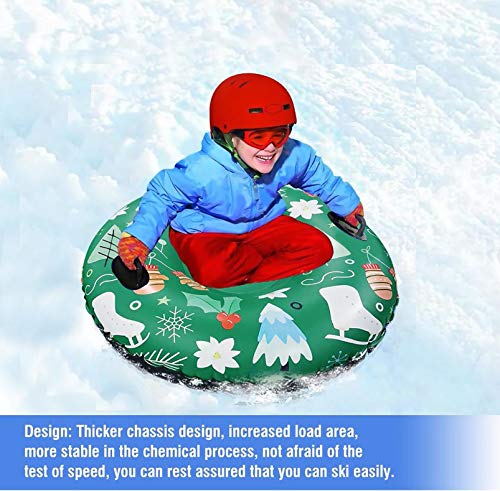 Snow Tubes for Sledding, Kids & Adults Heavy Duty 47inch Outdoor Inflatable Freeze-Proof & Wear-Resistant Snow Sled, Towable Snow Tube with 2 Handles, Winter Thickening Skiing Ring, PVC Tire Tube