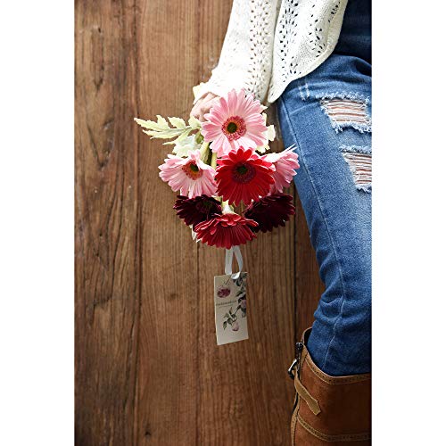 FiveSeasonStuff Real Touch Gerbera Daisy Artificial Flowers Arrangement & Wedding Bouquet (7 Floral Stems, Cheerful Mix Pinks)