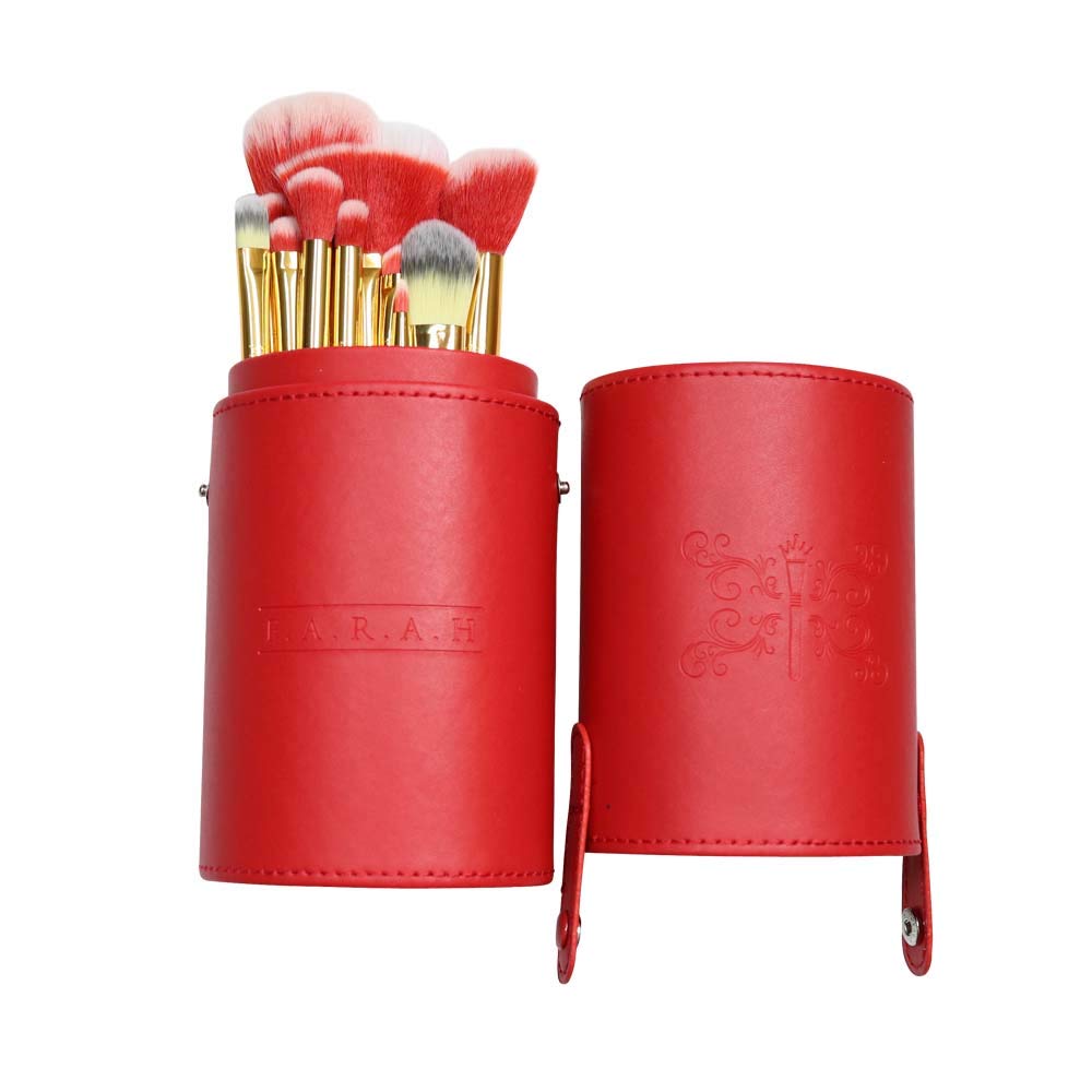 12 Pcs Premium Makeup Brush Soft Synthetic Cosmetic Blending Set Foundation Face Eyeshadows Powder Brushes Concealers Blush Eye Shadows Eyeliner Set includes Red Siren Travel Case by F.A.R.A.H