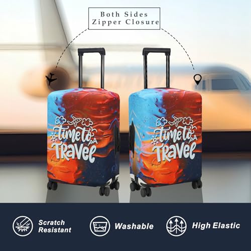 Image of Explore Land Travel Luggage Cover Air Approve Suitcase Protector Fits 18-32 Inches Case, Time to Travel, L