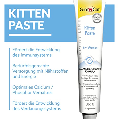 GimCat EXPERT LINE Kitten Paste - Funktionaler Katzensnack fördert die Entwicklung von jungen Katzen - 1 Tube (1 x 50 g)