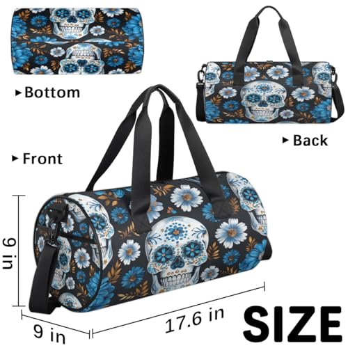 Lightweight Travel Duffle Bag Daisy Flower Skull Gym Bag for Women Men Stylish Small Duffle Bag for Fitness Yoga Travel Overnight Sport2