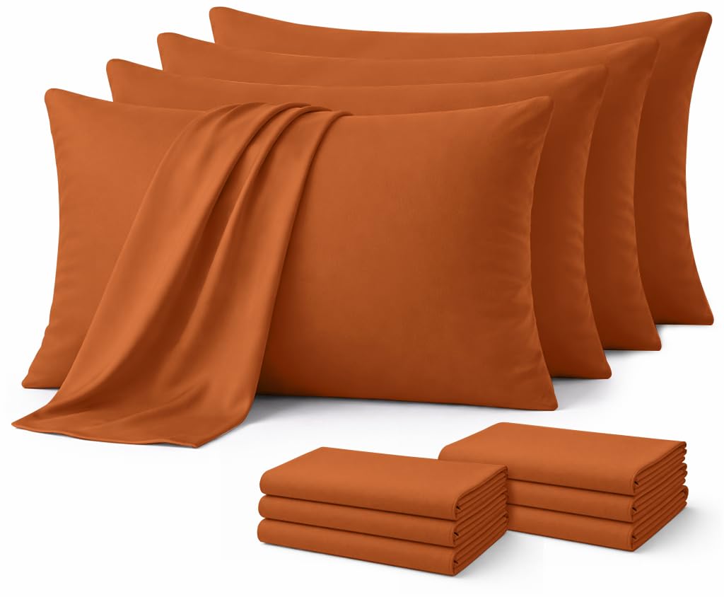 Aspire Homeware Rust Pillow Cases 10 Pack – 100% Brushed Microfiber Premium Pillowcases Super Soft Envelope Closure Pillow Cover (50x75cm)