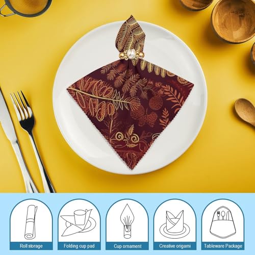 Servilletas de tela con patrón floral maroon gold, pack x2 miniatura 7