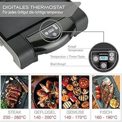 LEBENLANG Tischgrill elektrisch mit digitalem Thermostat | Elektrogrill für Balkon und Drinnen | Teppanyaki Grillplatte… – Bild 3