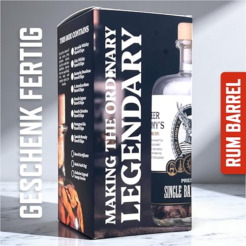 Deer Jimmy’s® DIY Rum Geschenkset – Rum selbst Machen mit Premium-Eichenholz aus südamerikanischen Rumfässern – Tiefe Fassreifung für Jede Spirituose Männer