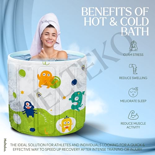 Image of Helteko Bath Tub for Adult for Bathroom, Foldable Tub for Home Use with Drainage Hole, Thickened Insulated Ice Bath Tub, Inflatable BathTub for Adults, Ice BathTub for Adults (Corona)