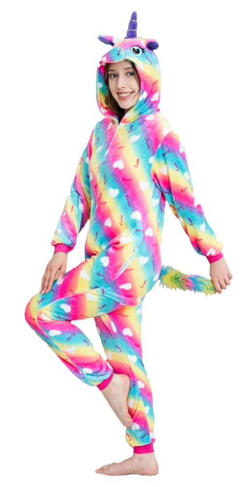 NewPlush Unisex Unicorn Costumes Pyjamas, Adult Women Men Animal Cosplay Onesie