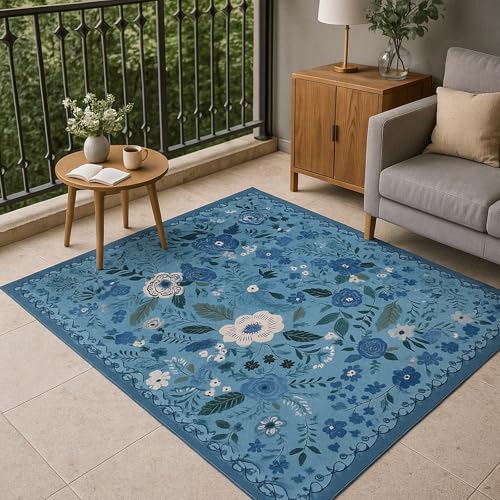 Tapis bleu rétro crème vert de qualité supérieure, format 110x180
