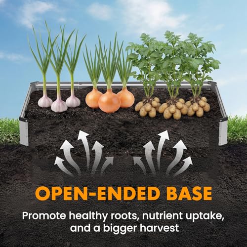 Image of NEWBULIG Galvanized Raised Garden Bed Outdoor, 12x4x1ft 2 Pack Metal Planter Box for Gardening, Rust-Resistant Rectangular Raised Flower Bed for Vegetables Flowers Herbs, Open Bottom, Easy Assembly