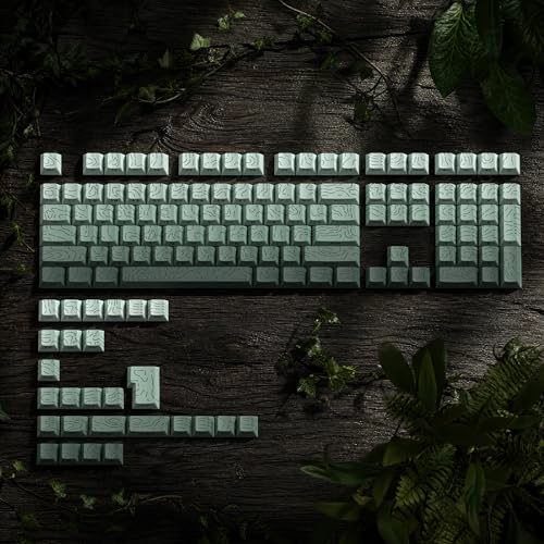 Image of dagaladoo Dark Green Keyboard keycaps,Double Shot PBT keycaps Topographic