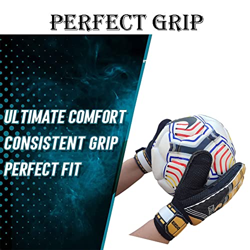 KINZIO Kids Goalkeeper Gloves Football Gloves For Boys kid’s children adult Soccer Goalie Sports Practice Gloves Protection Super Grip Palm (Gold/Black - Image 4