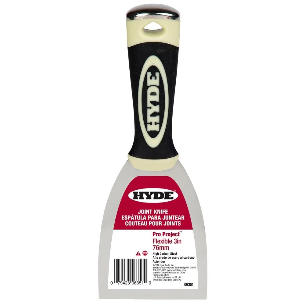 Hyde Carbon Steel 3-Inch Flexible Joint Knife, Patent-Pending Design Overmold Abs Handles, For Construction And Repair Projects