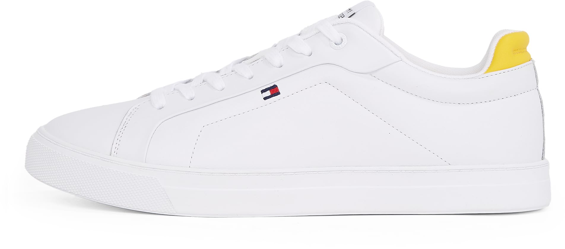 Tommy Hilfiger Men’s Icon Leather Court Trainers, White (White), 6.5