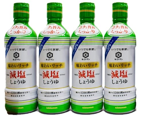 キッコーマン 味わいリッチ減塩しょうゆ 450ml 4本セット