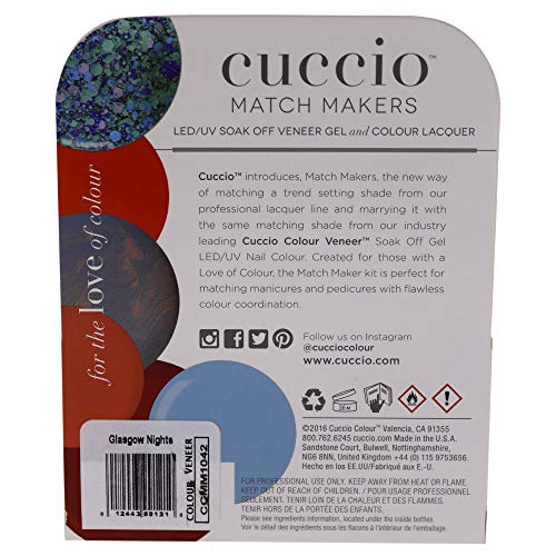 Cuccio Matchmaker - Colour Nail Lacquer & Veneer Gel Polish - Glasgow Nights - For Manicures & Pedicures, Full Coverage - Long Lasting, High Shine - Cruelty, Formaldehyde & Toluene Free - 2 Pc #TOP1