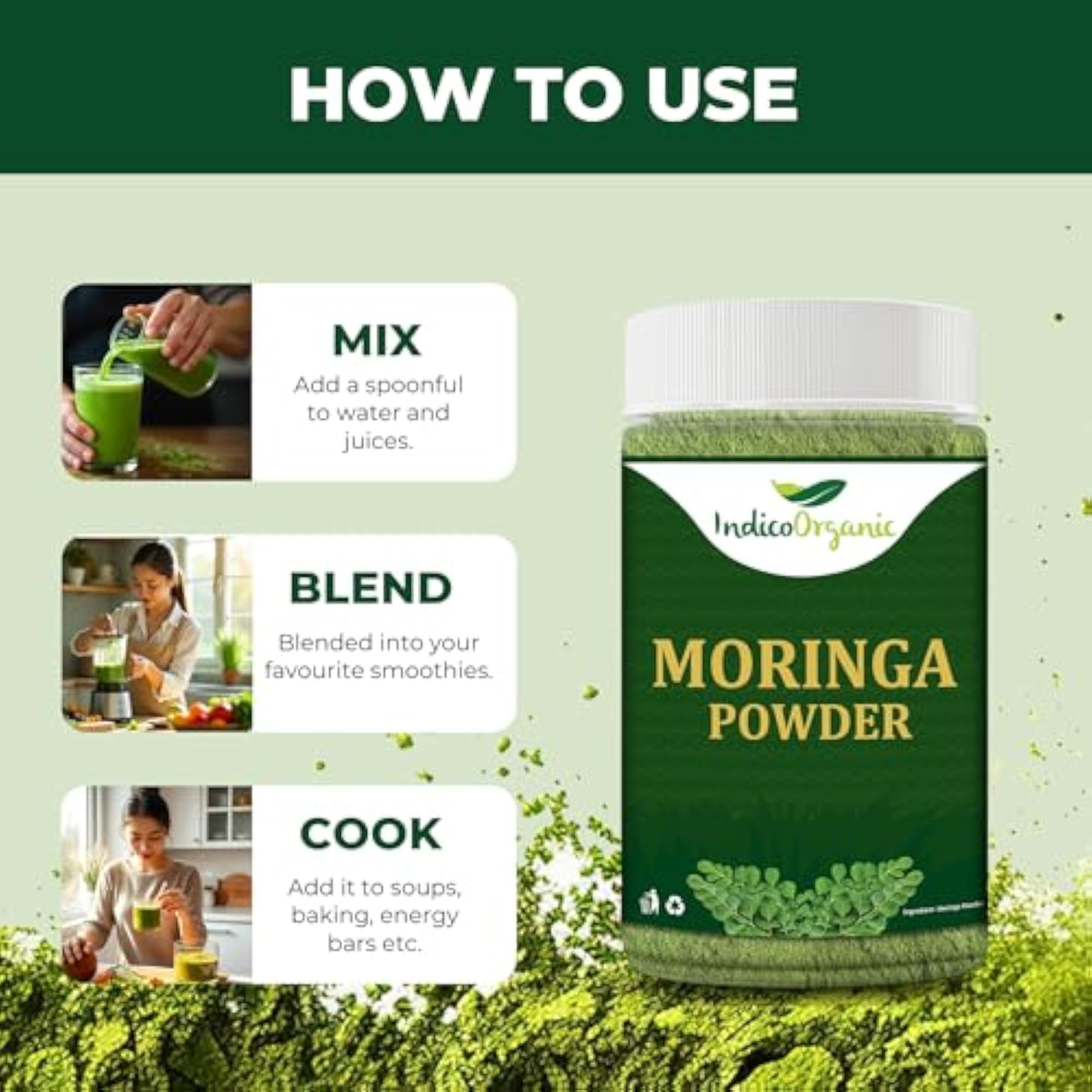 Indico Organic Moringa Powder, 100g