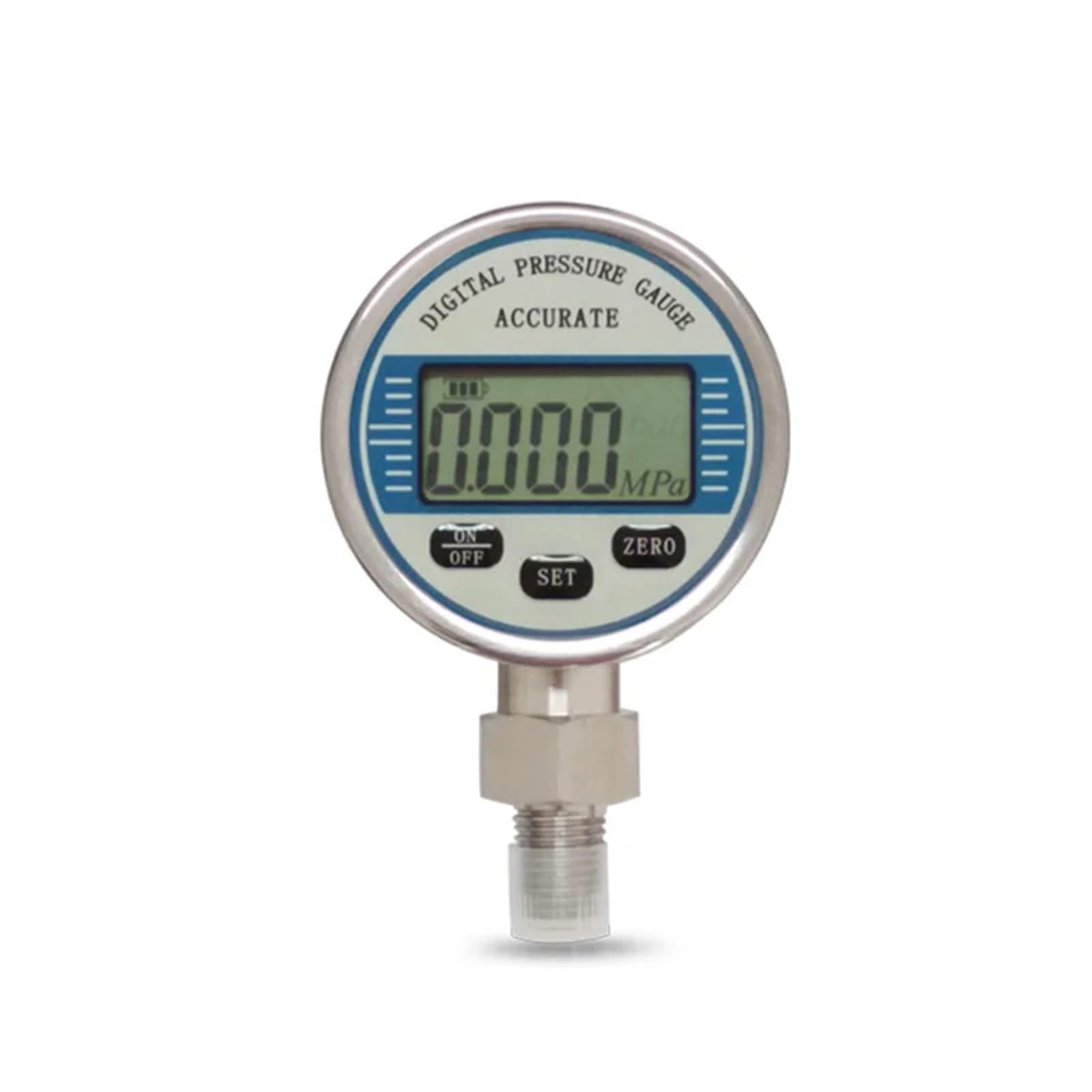Manómetro hidráulico digital for agua, aceite, gas, aire, acero inoxidable 304, manómetro radial de combustible líquido 60 mm, MPa, 1000 psi, Kpa, G1-2, rosca NPT1-2, 1 unidad(NPT1-2,0-10MPa)