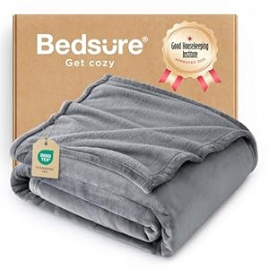 Bedsure Fleece Throw Blanket for Couch Grey – Lightweight Plush Fuzzy Cozy Soft Blankets and Throws for Sofa, 50×60 inches