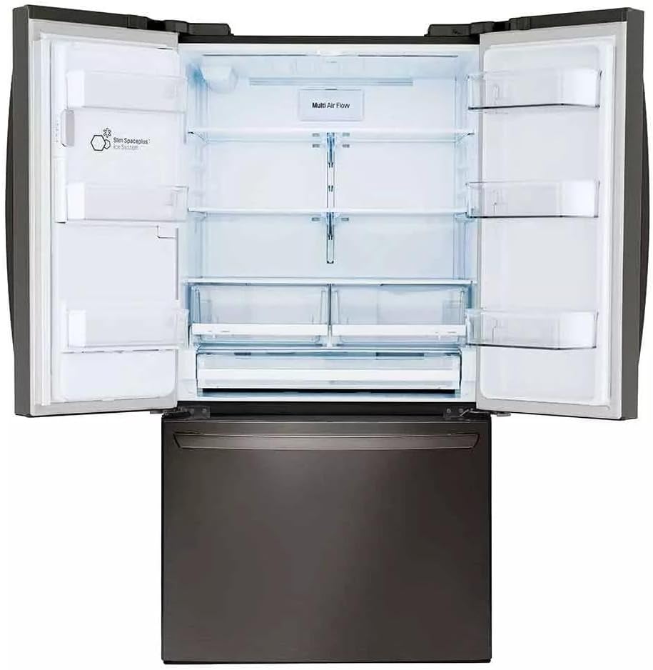 LG 28 Cu. Ft. Smart French Door Refrigerator with Dual Ice Maker, Door Cooling+, Wi-Fi Connectivity, and PrintProof Black Stainless Steel Finish