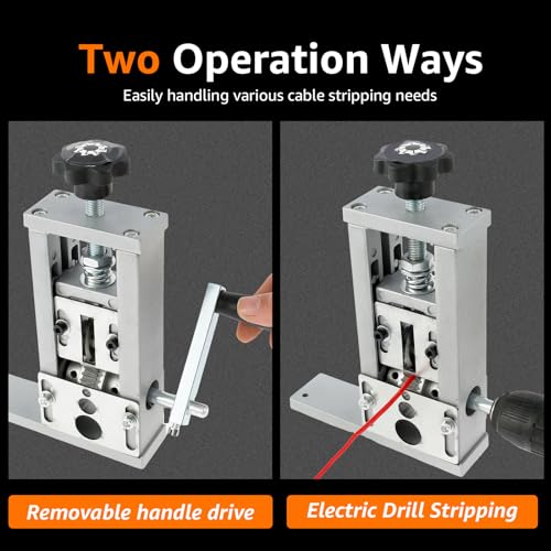 Wire Stripping Machine, 0.06\'\'-0.98\'\' Wire Stripping Machine with Gloves Manual & Drill Powered Aluminum Alloy Wire Peeler Machine 1-25mm Wire Cable Wire Stripping Tool for Scrap Copper Recycling