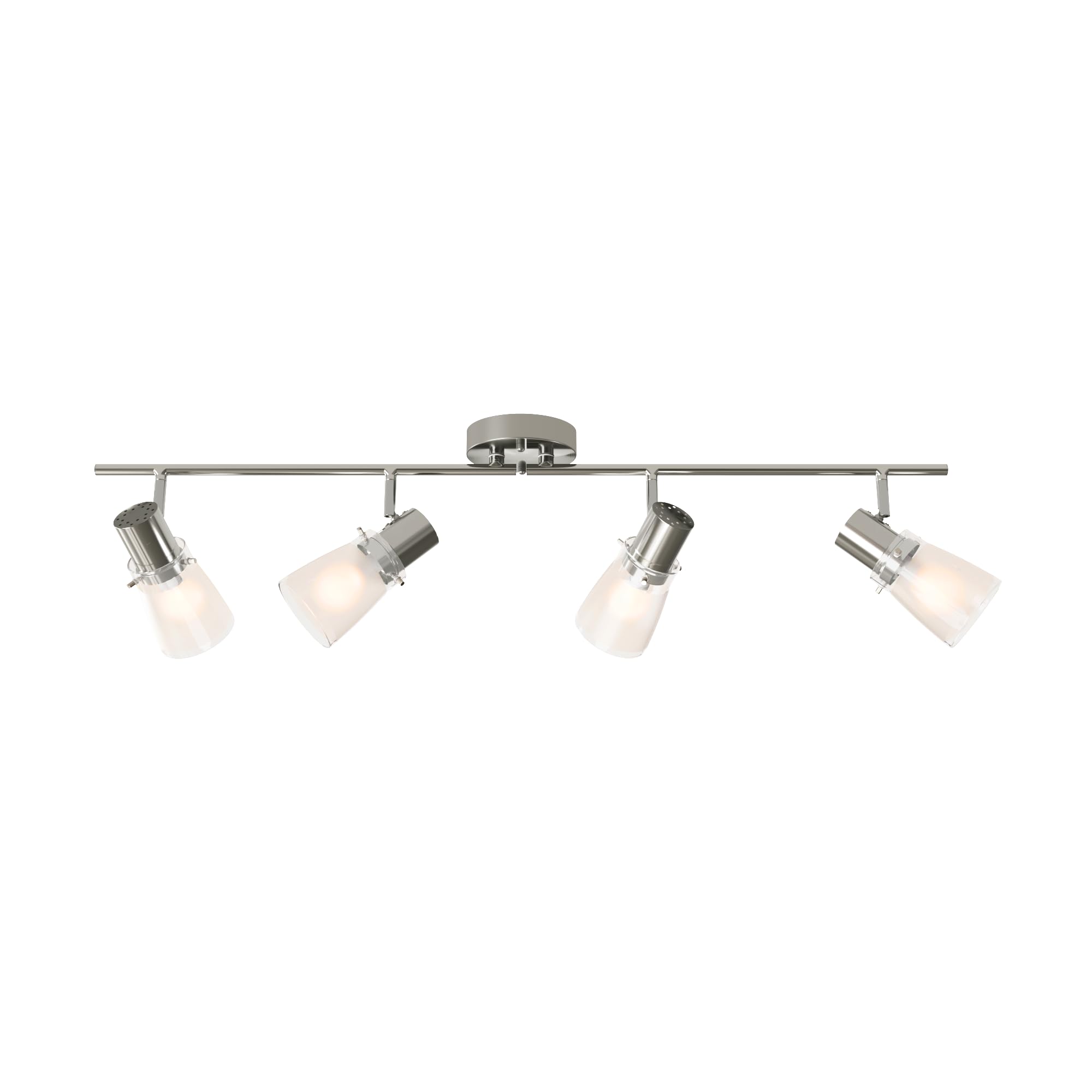 4-Light Track Lighting Kit, Brushed Nickel Flush Mount Ceiling Light Fixture with Frosted Glass Shades, Foldable Arms with E26 Adjustable Heads Spotlight, ETL Listed (35.6 inch)