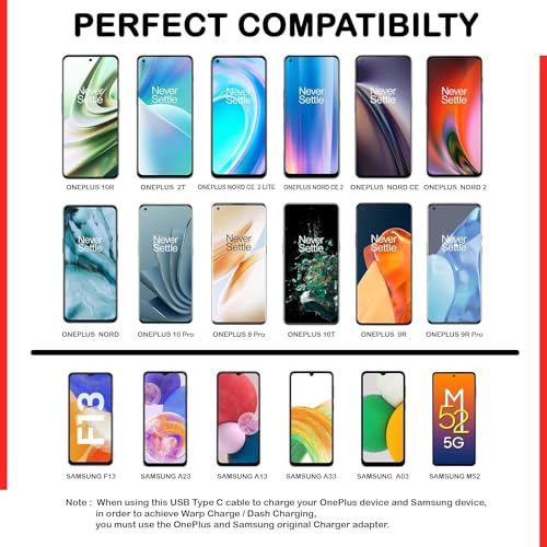 Image of One plus 65W Charging Cable USB to Type C Warp Charger /Dash Fast Charge Cable Compatible for Oneplus 8R,8T Charge Cable for 6 /6T7 /7T,Nord (Oneplus 65w Cable)