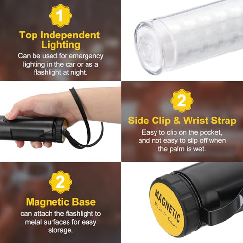 Varita de señal de tráfico PATIKIL de 11 pulgadas con linterna LED blanca de 3 modos 3