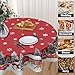 Kawani Christmas Tablecloth Round 70 Inch Winter Snowman Snowflake Trees Truck Decorative Table Cloth Red Xmas Holiday Polyester Table Cover for Party Dining Room Home Decor