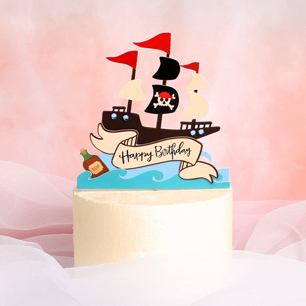 Blumomon 24Pcs Pirata Cupcake Toppers Skull Cap Bandiera Cupcake Picks Baby Shower Pirata a tema Bambini Ragazzi Ragazze Festa di Compleanno Decorazioni Forniture