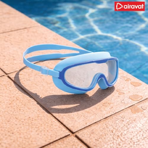 Image of AIRAVAT Shore swimming goggles, polycarbonate goggles, No Leaking Anti-Fog Pool Goggles for Adult Men Women Youth, UV Protection, 180 Clear Vision, Free size (Sky Blue)