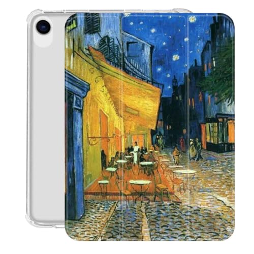 Custodia Per Ipad 9.7 Pollici 6A/5A Generazione (Non Per Ipad Air 5A Generazione) Cover Protettiva, Cover Con Stampa Van Gogh-Open-Air Cafe Con Spegnimento Automatico Per Ipad 9.7 2018 2017