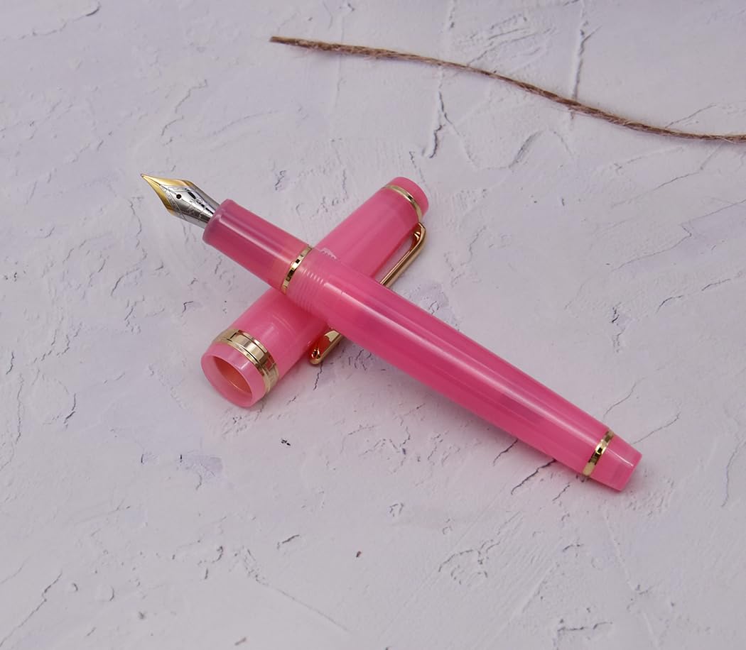 xiaoyu lot de 3 Jinhao 82 stylo plume acrylique, plume iridium, attributs dorés, convertisseur d'encre, stylo à écriture transparente classique et fluide, plume extra-fine (0,38 mm)
