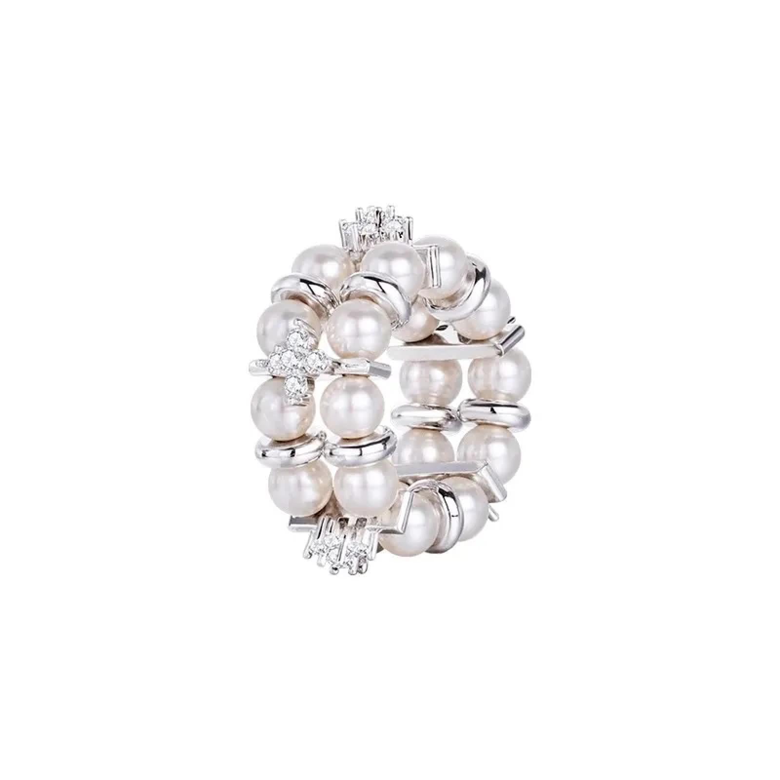 Ring Ringe Damen Bijouterie Herren Vintage Doppellagiger Perlenring Für Damenmode Nischendesign Exquisite Elastizität Verstellbares Schmuckzubehör