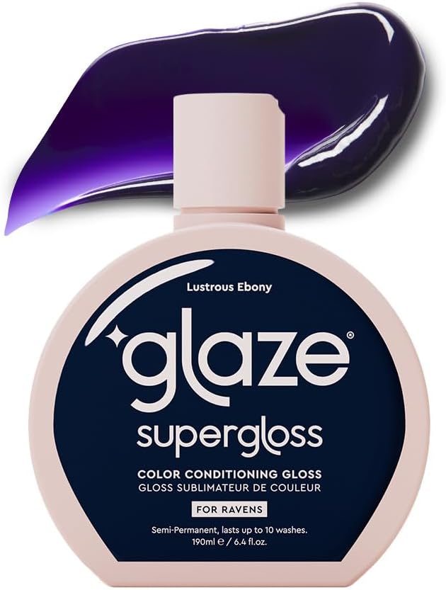 Glaze Super Gloss Colour Conditioning – Lustrous Ebony for Natural Black Hair – Semi-Permanent Rinse Out Hair Gloss Enhancing Colour & Boosting Shine & Hydration