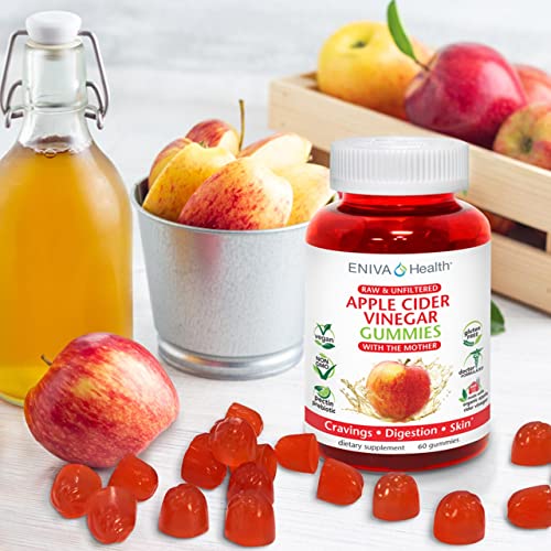 Eniva Health Apple Cider Vinegar Gourmet Gummy Vitamins 60 Ct Usda Organic Acv Vegan Gluten Free Non-Gmo With The Mother B9 B12 Beetroot Pomegranate Energy Curb Cravings Detox Cleanse Immunity #TOP4