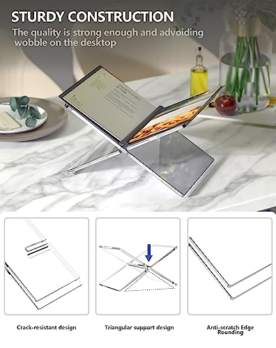 Amasrich Acrylic Book Stand For Reading-Clear Display Magazine Holder-Hands Free-X Shape-Textbook Cookbook Document Recipe Page Holder For Desk-Large Wide For Kitchen Counter Bs07 #TOP3