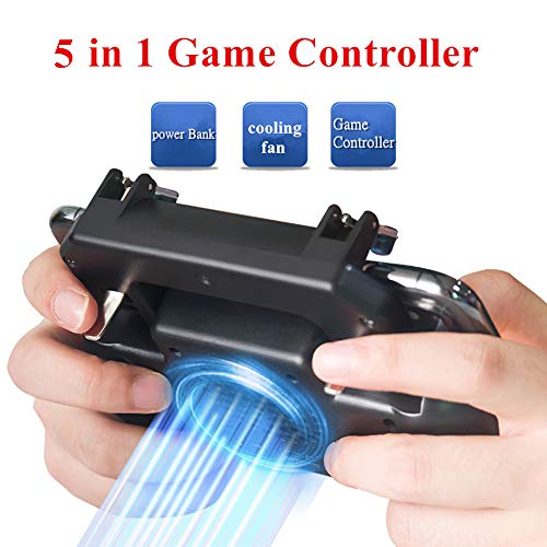Coobile Gaming Grip With Portable Charger Cooling Fan,For Pubg Mobile Controller L1R1 Mobile Game Trigger Joystick For 4-6.5" Phone (Upgraded Version 2000Mah) #TOP1